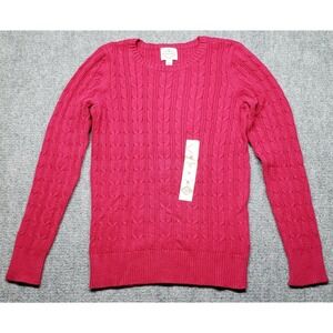 St Johns Bay Sweater Womens M Red Long Sleeve Crew Neck Solid Pullover New